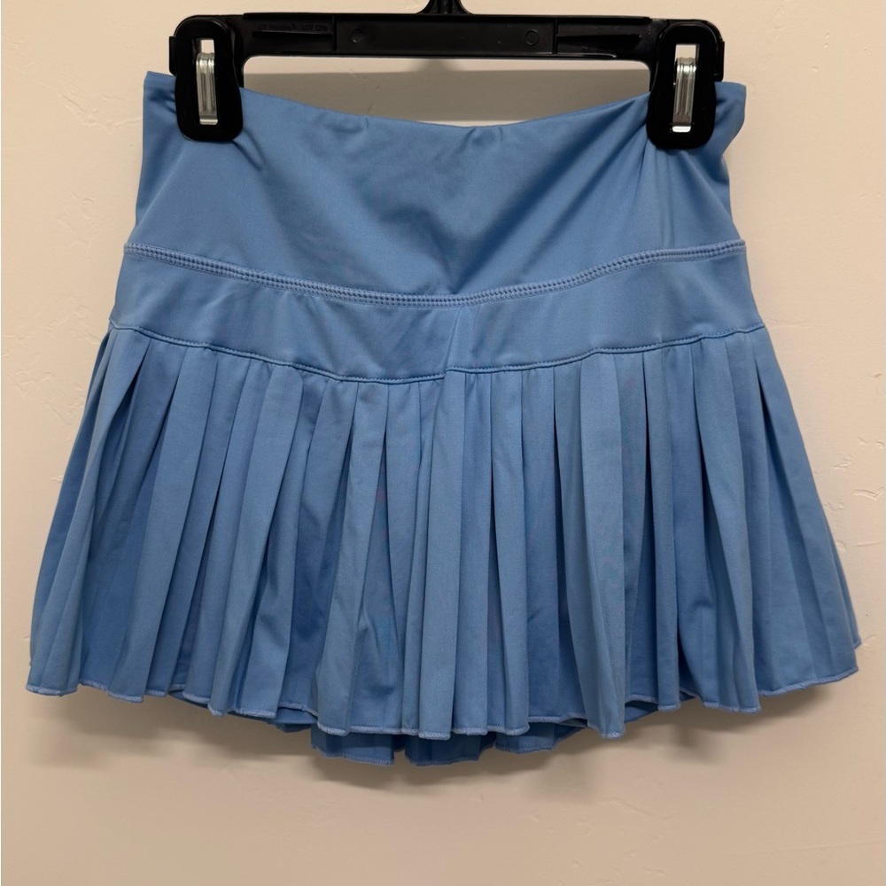 Blue Mini Skater Skirt with Pleats